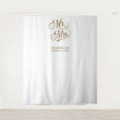 Modernes Wedding Foto Stand Mr. Script Backdrop Wandteppich (Vorderseite)