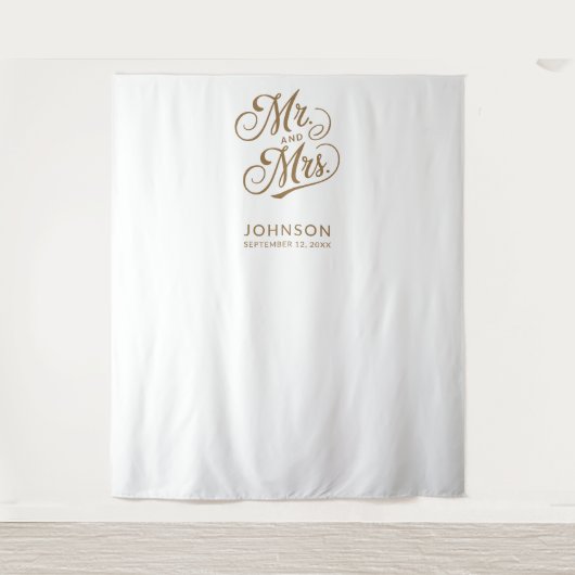 Modernes Wedding Foto Stand Mr. Script Backdrop Wandteppich (Vorderseite)