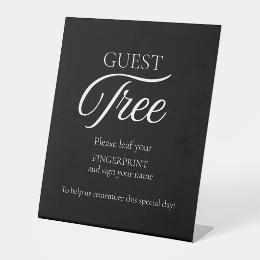 Modernes Wedding Guest Tree Fingerprint Sign Sockelschild (Vorderseite)