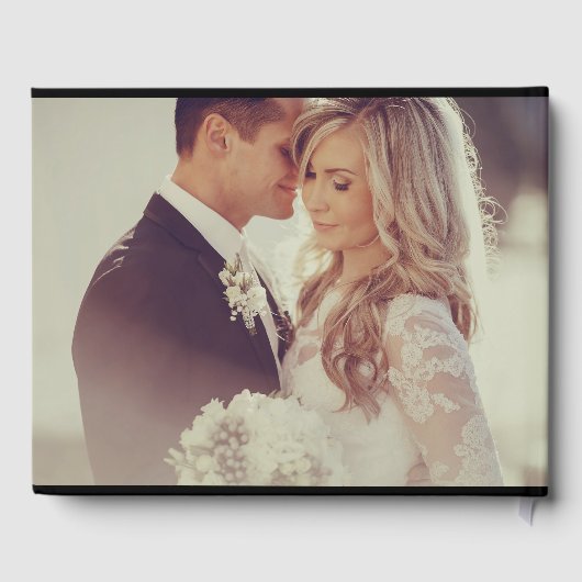 Modernes Wedding Monogram 4 Foto Collage Gästebuch (Rückseite)