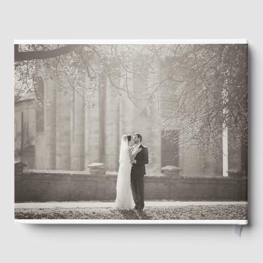 Modernes Wedding Monogram 4 Foto Collage Gästebuch (Rückseite)