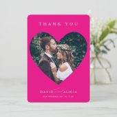 MODERNES WEDING Pärchen Foto Herzrahmen heiß rosa Einladung (Stehend Vorderseite)