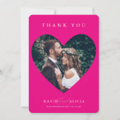 MODERNES WEDING Pärchen Foto Herzrahmen heiß rosa Einladung (Vorderseite)