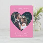 MODERNES WEDING Pärchen Foto Herzrahmen rosa Einladung (Stehend Vorderseite)