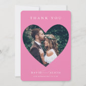 MODERNES WEDING Pärchen Foto Herzrahmen rosa Einladung (Vorderseite)