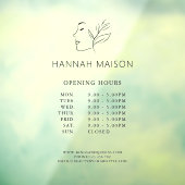 Modernes, weibliches Logo, Öffnungszeiten Fensteraufkleber (Blatt 3)