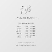 Modernes, weibliches Logo, Öffnungszeiten Fensteraufkleber (Blatt)