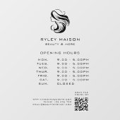 Modernes, weibliches Logo, Öffnungszeiten und QR-C Fensteraufkleber (Blatt)