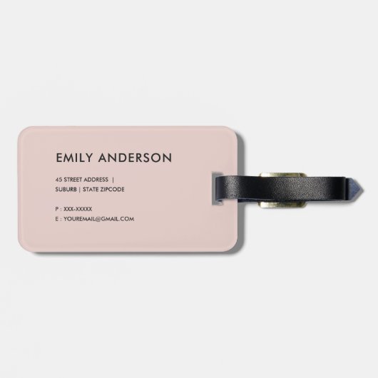 MODERNES WEICHE ERRÖTEN ROSA GEPÄCKANHÄNGER (Rückseite horizontal)