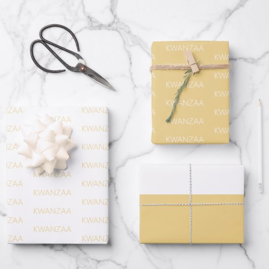 Modernes, weiches Gelb und Weiß Kwanzaa Geschenkpapier Set (Vorderseite)