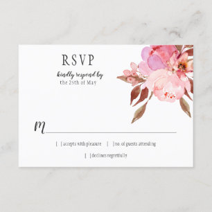 Modernes weiches rosa Pfingstrosen-Grün UAWG RSVP Karte