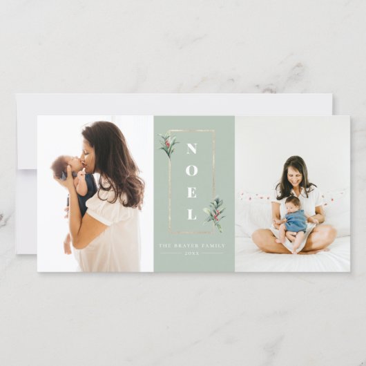 Modernes WEIHNACHTEN Gold Winter Berry Frame Foto (Vorderseite)