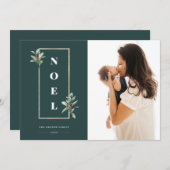 Modernes WEIHNACHTEN Gold Winter Berry Frame Foto (Vorne/Hinten)