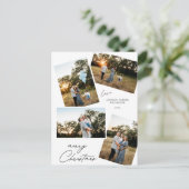Modernes Weihnachts-4-Foto-Design Feiertagspostkarte (Stehend Vorderseite)