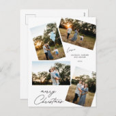 Modernes Weihnachts-4-Foto-Design Feiertagspostkarte (Vorne/Hinten)