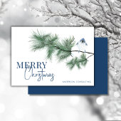 Modernes Weihnachts-Bluebird-Geschäft Feiertagskarte