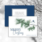 Modernes Weihnachts-Bluebird-Geschäft Feiertagskarte