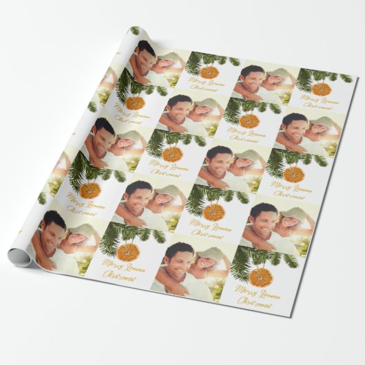 Modernes Weihnachts-Foto Pattern Lemon Geschenkpapier (Ungerollt)