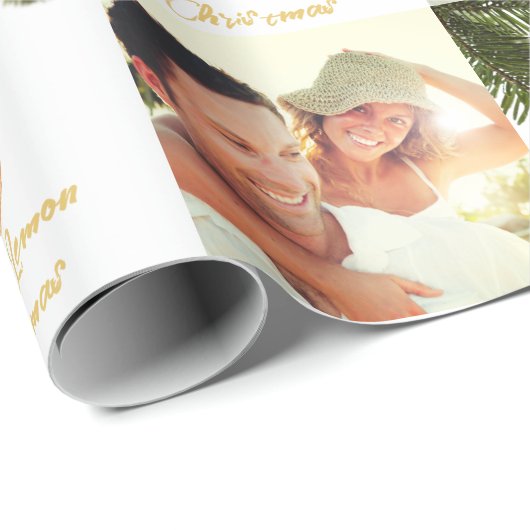 Modernes Weihnachts-Foto Pattern Lemon Geschenkpapier (Rolleneckpunkt)