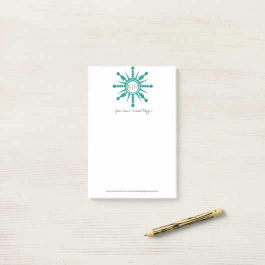 Modernes Weihnachts-Modern-Snowflake-Logo Post-it Klebezettel (Auf Schreibtisch)