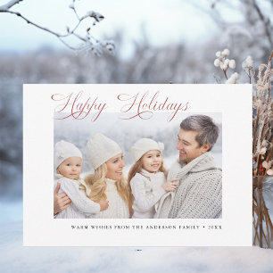Modernes Weihnachts-Rotes Happy Holidays-Foto Feiertagskarte