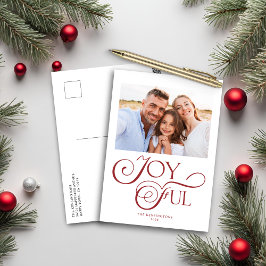 Modernes Weihnachts-Rotes Joyful Holiday-Foto Feiertagspostkarte