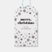 Modernes Weihnachts-Schwarz-Weiß-Schneeflocken-Mus Geschenkanhänger (Vorderseite)