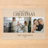 Modernes Weihnachts-Script-Foto Holiday Acryleinladungen (Vorderseite)