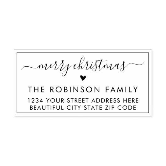 Modernes Weihnachts-Script-Rücksendeadresse Herz Gummistempel (Prägung)