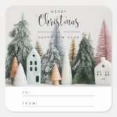 Modernes Weihnachts-Winterschneedorf nach Quadratischer Aufkleber (Vorderseite)