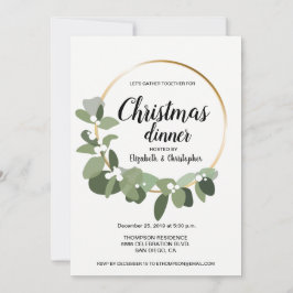 Modernes Weihnachtsabend Party Wreath Green Einladung