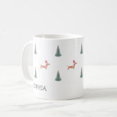 Modernes Weihnachtsbaum-Dackel-Muster Kaffeetasse (Vorderseite Links)
