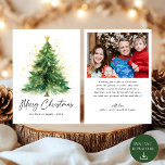 Modernes Weihnachtsbaum-Foto Feiertagskarte<br><div class="desc">Feiern Sie die Saison mit unserer Weihnachtskarte für Weihnachtsbäume im modernen Foto! Mit einem wunderschön bemalten Weihnachtsbaum in Aquarellfarbe und Ihrem Lieblings-Foto verbindet diese Karte festliche Kunst perfekt mit persönlicher Wärme. Das weiche Aquarelldesign verleiht der Touch Eleganz, während das moderne Design Ihr Foto als Mittelpunkt stellt. Personalisieren Sie es mit...</div>