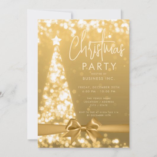 Modernes Weihnachtsbaum Gold Corporate Party Einladung (Vorderseite)
