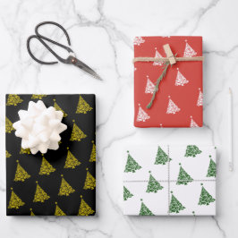 Modernes Weihnachtsbaum Muster Weihnachtsgeschenk Geschenkpapier Set