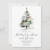 Modernes Weihnachtsbaum-Open House Einladung (Vorderseite)