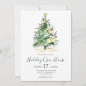Modernes Weihnachtsbaum-Open House Einladung (Vorderseite)