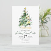 Modernes Weihnachtsbaum-Open House Einladung (Stehend Vorderseite)