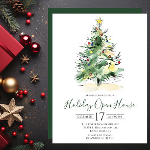 Modernes Weihnachtsbaum-Open House Einladung
