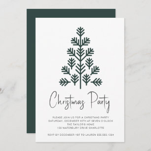 Modernes Weihnachtsbaum Party Grüne Einladung