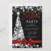Modernes Weihnachtsbaum Red Silver Corporate Party Einladung (Vorderseite)