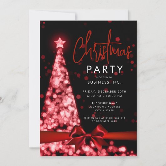 Modernes Weihnachtsbaum Rotes Corporate Party Einladung (Vorderseite)