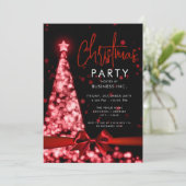 Modernes Weihnachtsbaum Rotes Corporate Party Einladung (Stehend Vorderseite)