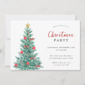 Modernes Weihnachtsbaum Rotes Gold Party Einladung (Vorderseite)