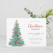 Modernes Weihnachtsbaum Rotes Gold Party Einladung (Stehend Vorderseite)