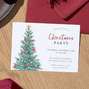 Modernes Weihnachtsbaum Rotes Gold Party Einladung