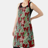 Modernes Weihnachtsbaum Rotes Grünes Muster Schürze (InSitu)