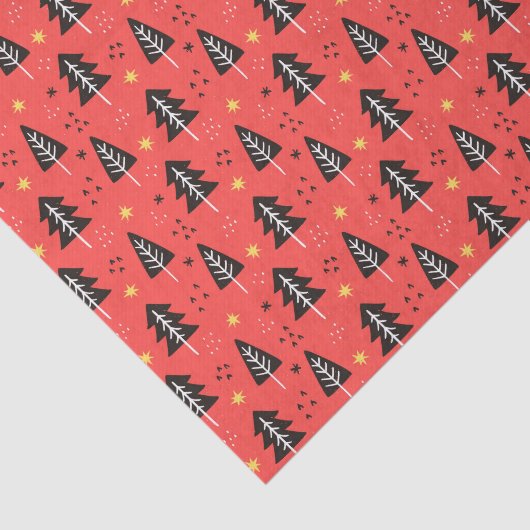 Modernes Weihnachtsbaum Rotes Orange Farbmuster Seidenpapier (Ausschnitt)