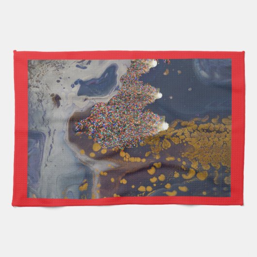 Modernes Weihnachtsbaumdesign Geschirrtuch (Horizontal)