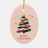 Modernes Weihnachtsbaumgemälde nach Maß Foto Keramik Ornament (Vorne)